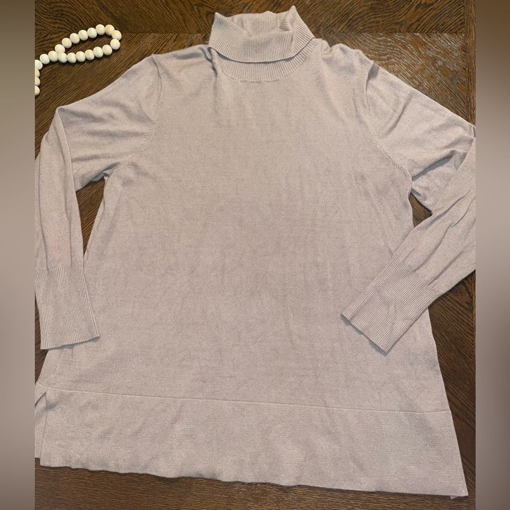 Brown Soft Surroundings Camel Turtle Neck Long Sleeve Split Hem Size 1X